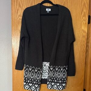 Gray and White Patterned Women's Sweater